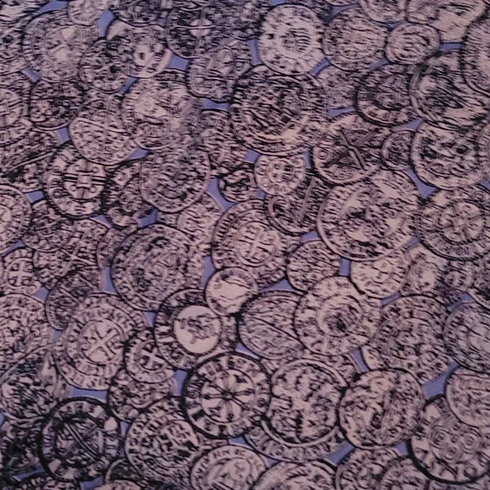 Vintage 1950’s BROOKE CADWALLADER SILK Scarf "Coins" - Picture 3 of 5